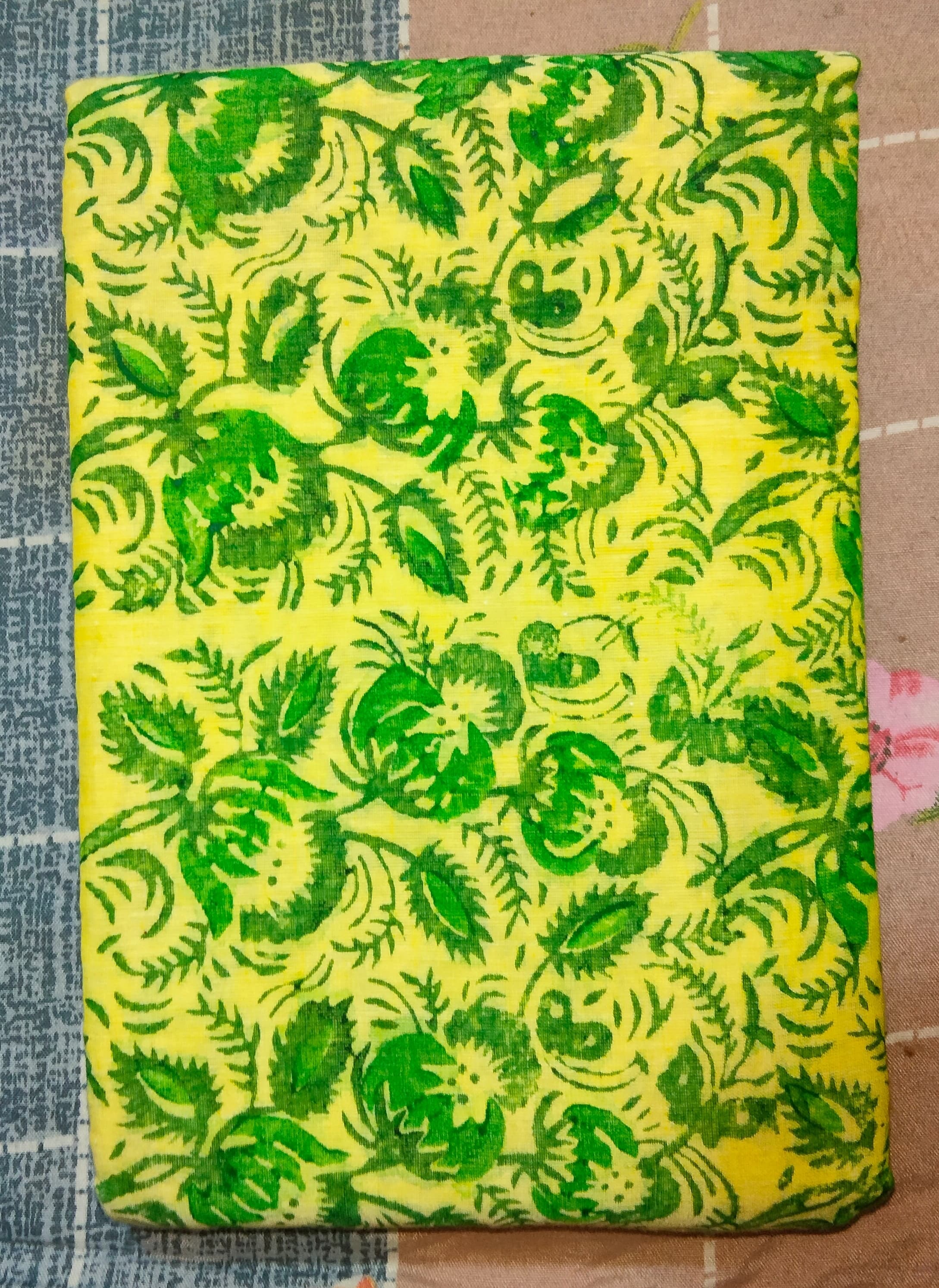 ব্লক প্রিন্টেড কটন ফেব্রিক শাড়ি